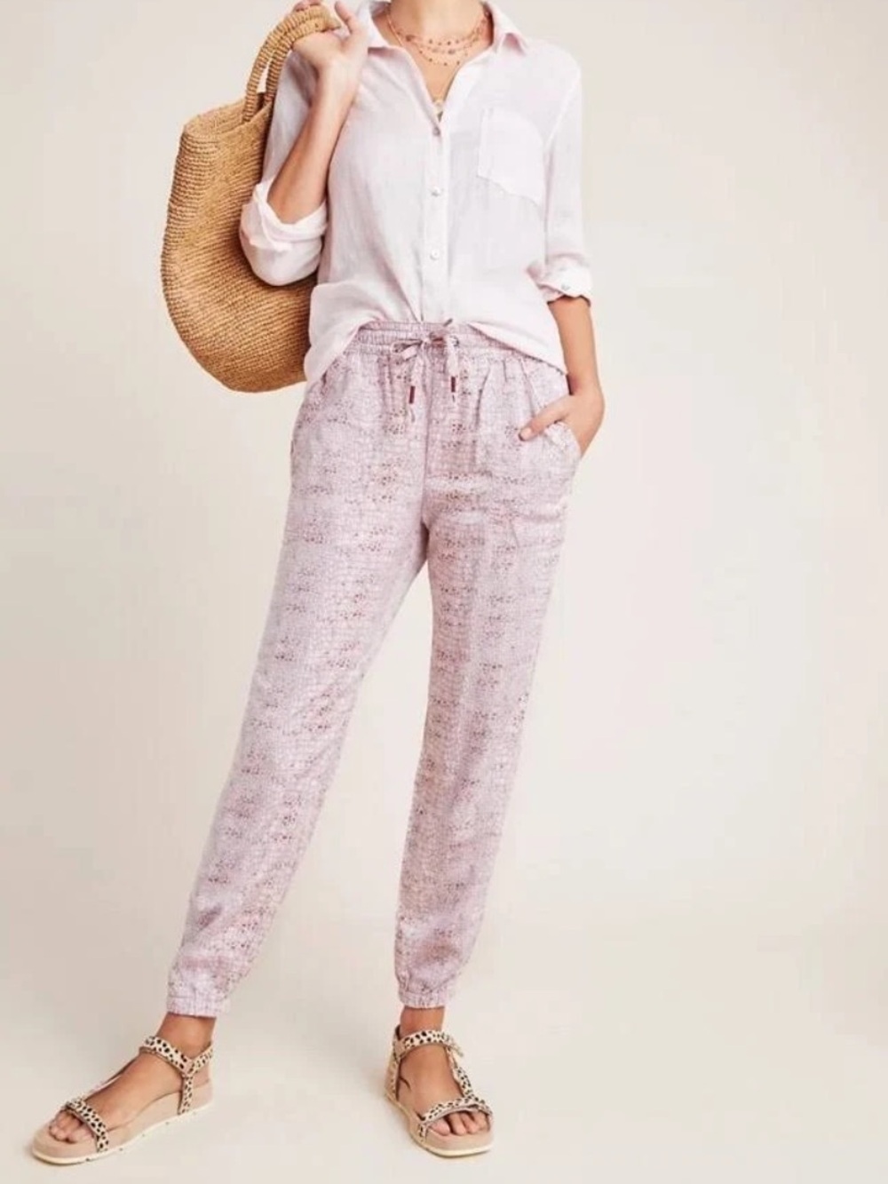 Anthropologie Pink snake Printed Joggers
